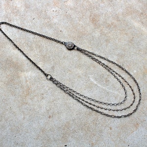 Antique Silver Vintage Button Multi-Chain Necklace