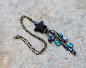 Goldstone Star Tassel Necklace