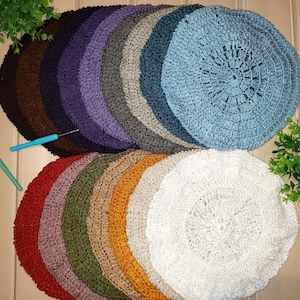 Stylish, Lightweight Beret Acrylic Crochet Hat - Brown, Tan, Dark Grey, Red, Teal, Lavender, Purple, Beige, Black, White & More