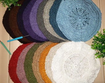 Stylish, Lightweight Beret Acrylic Crochet Hat - Brown, Tan, Dark Grey, Red, Teal, Lavender, Purple, Beige, Black, White & More