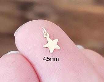 Star 14k gold charm, Celestial jewelry, Stars necklace, Star pendant charm, Golden star charm.