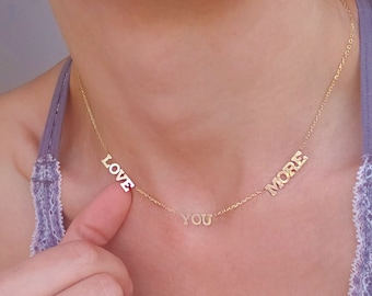 Custom word necklace  14k, Gold initial necklace,14kt initial choker, Letter choker, Initial jewelry.