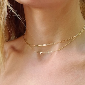 Mother's day Number jewelry, Gold number necklace,14kt number pendant, Women Jewelry, Dainty 14k necklace. Double number