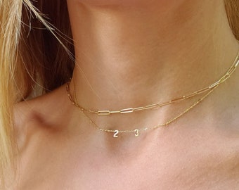 Number necklace  14kt gold, Mother's day Date necklace, Number jewelry, Gold number necklace,14kt number pendant, Date, Numbers.