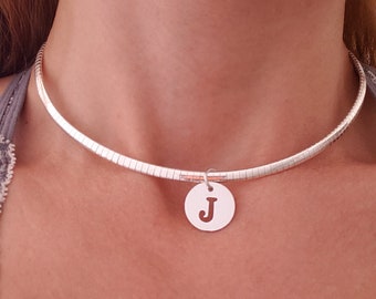 Omega choker add your initial, Silver personalized choker, Women's initial choker, Choker necklaces, Choker jewelry.