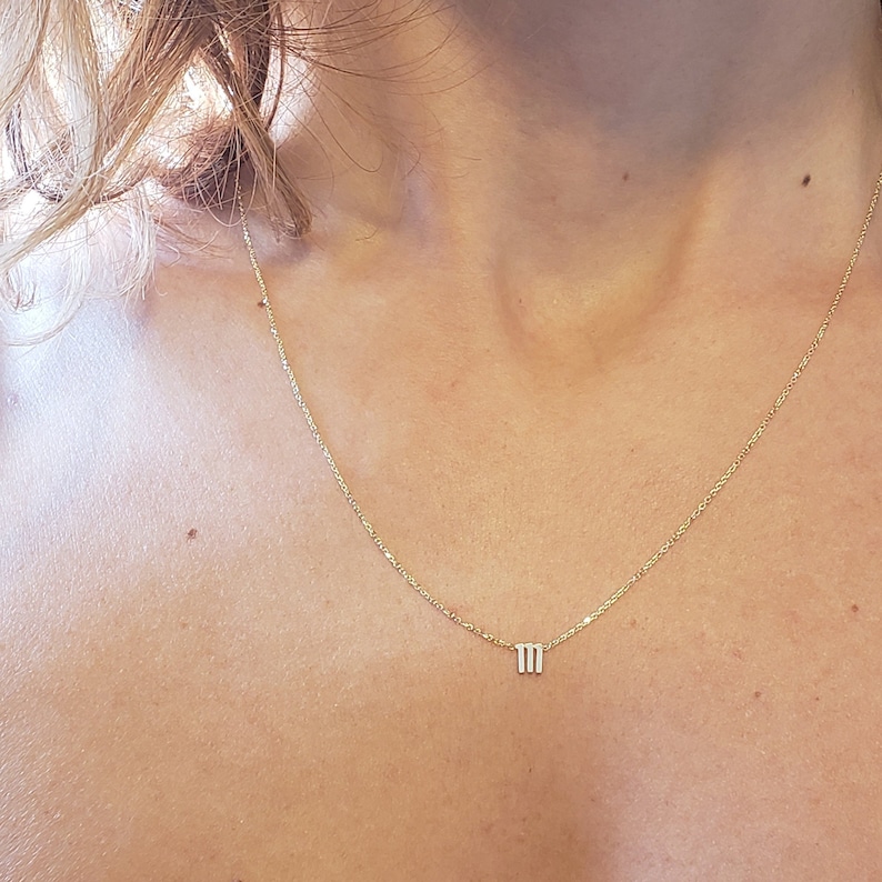 Mother's day Number jewelry, Gold number necklace,14kt number pendant, Women Jewelry, Dainty 14k necklace. zdjęcie 9