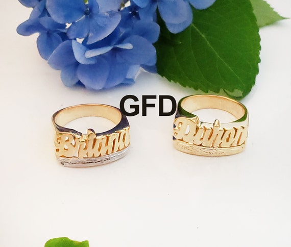 Personalized Name Ring in Real 10K Gold with Heart Tail Design | eBay