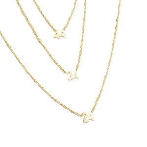 Mother's day Number jewelry, Gold number necklace,14kt number pendant, Women Jewelry, Dainty 14k necklace. zdjęcie 5