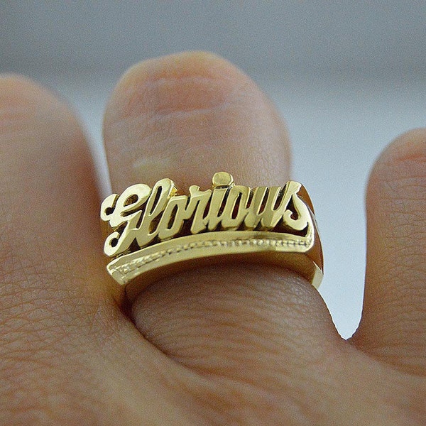 Name ring, Name ring 14k plated gold, Silver name ring, Ladies name rings, AKA rings, Name rings for her.