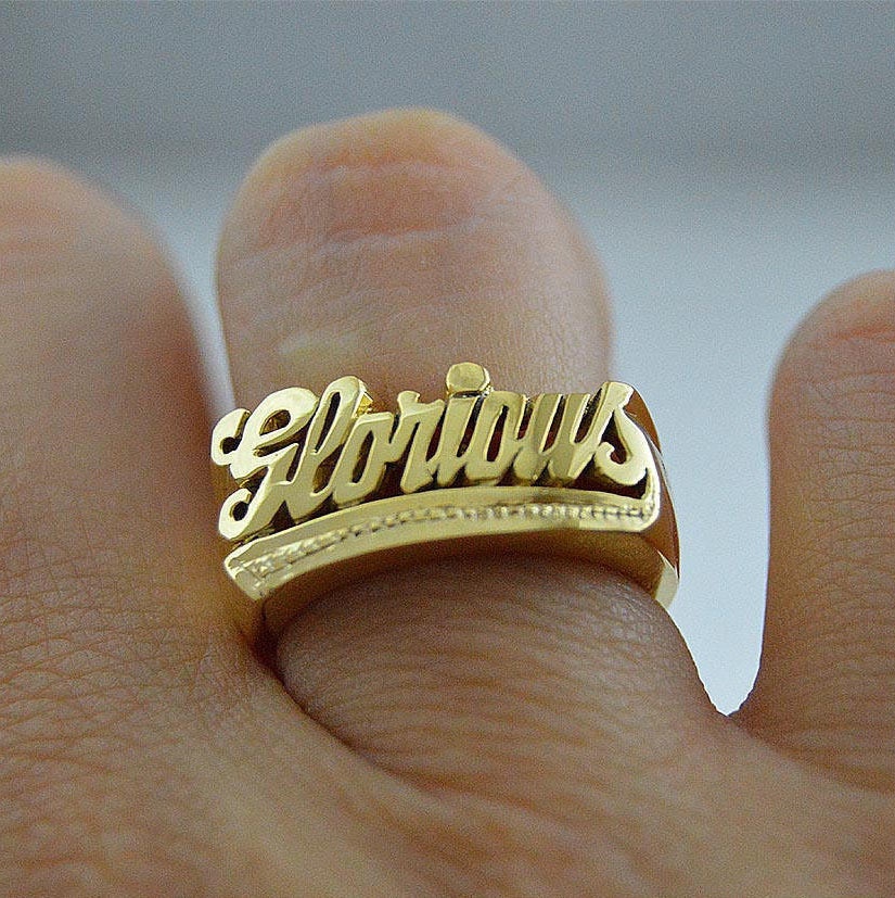 Anillo con nombre Anillo con nombre chapado en oro 14 Etsy España