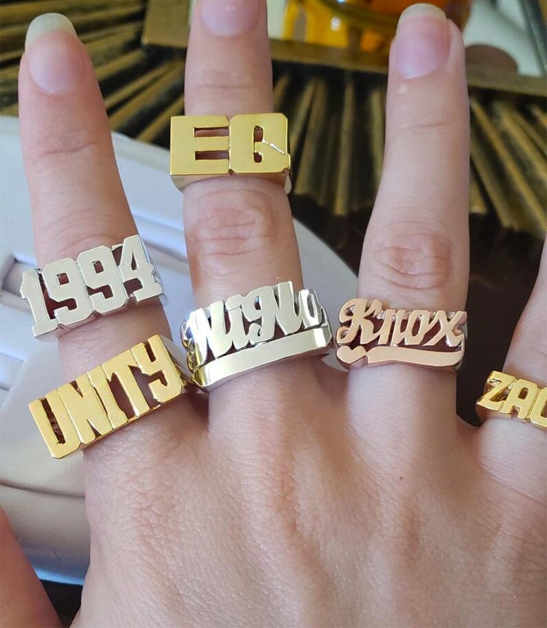 Unisex Name Ring Last Name Rings Gold Name Ring Men Name Etsy
