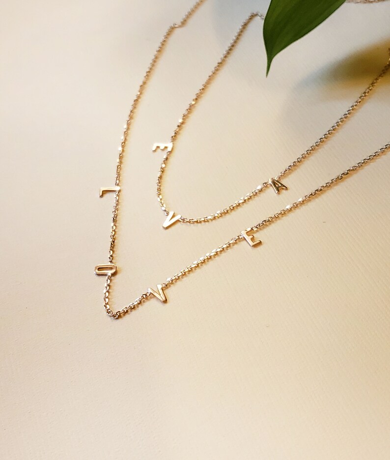 Gold initial necklace 14k Letter necklace14k gold Initial Etsy