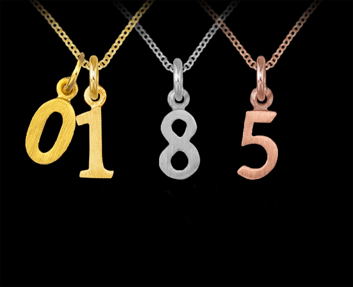 Number pendant silver gold Date necklace Number jewelry Etsy