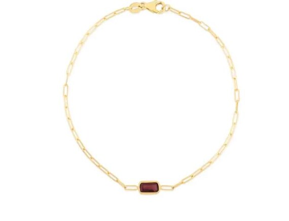 14kt Birthstone bracelet with a Paperclip chain. Keepsake bracelets, Gift for her, Bracelet for birthday, Anniversary gift, Gift for a wife