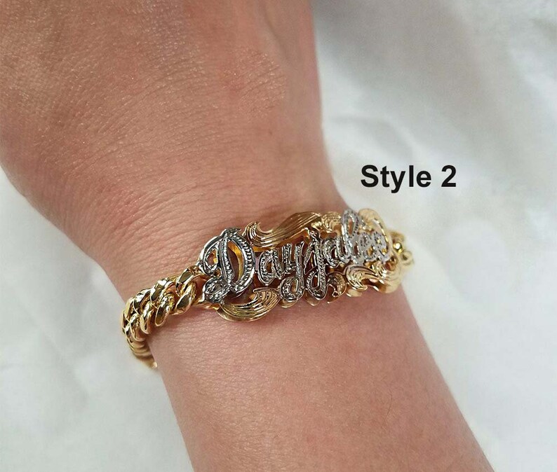 Cuban link name bracelet 10ktDouble plate name bracelet | Etsy