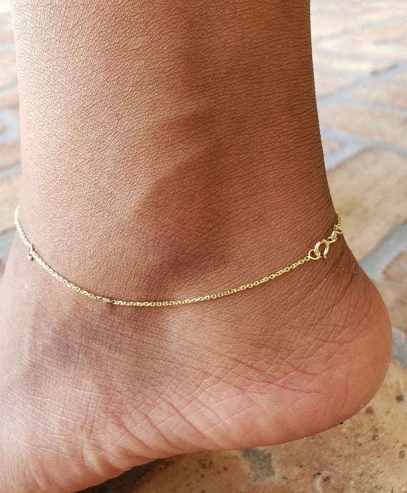 Heart Anklet 4.5mm Anklet 14k anklet Gold Anklet White Gold