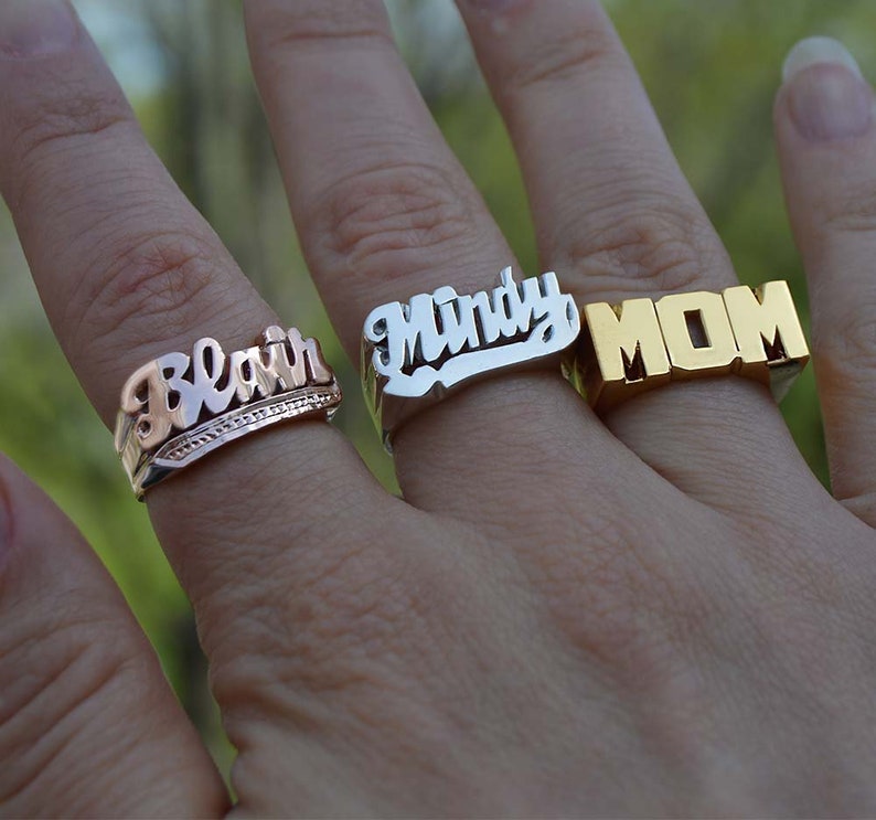 Custom Name Ring Silver Name Ring Word Ring Man Name Ring Etsy