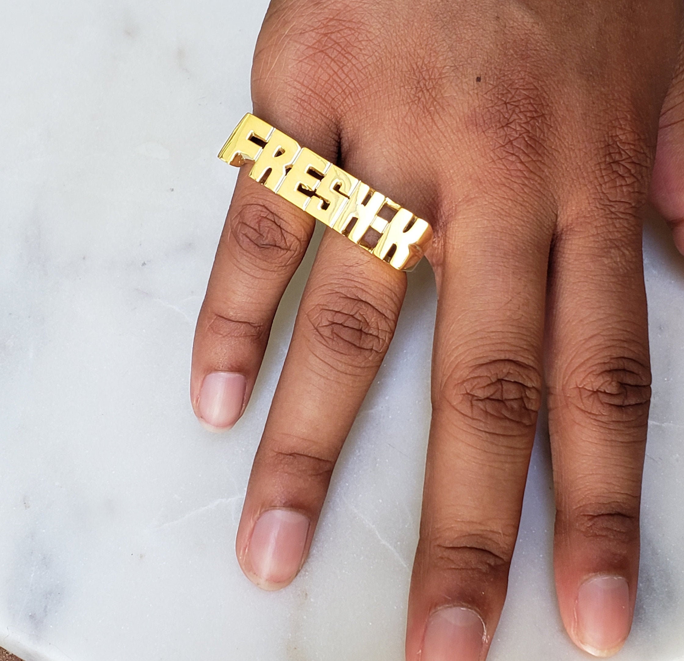 Buy YAM ARTS CUSTOMIZED/Personalized Name Hand kada and Name Ring  Combo/COMBO KADA and RING With Ur name Or Love One Name With 24k Gold  Plating And lazer Engraved Finish at Amazon.in