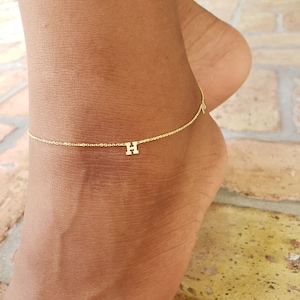 Letter Anklet 14k Initial Anklet Initial Anklet Gold Initial