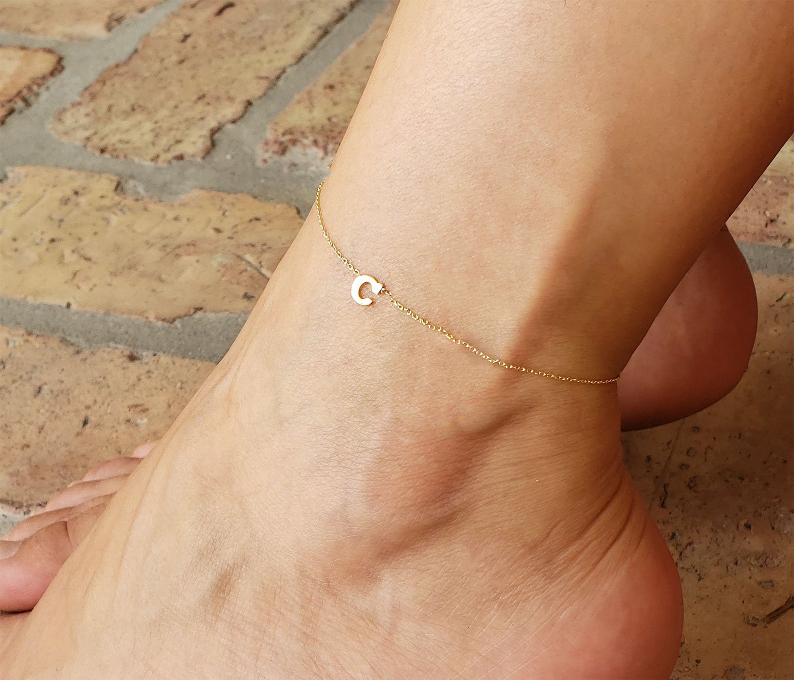 Letter Anklet Initial Anklet Initial Anklet Gold Initial Etsy