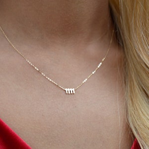 Mother's day Number jewelry, Gold number necklace,14kt number pendant, Women Jewelry, Dainty 14k necklace. zdjęcie 1