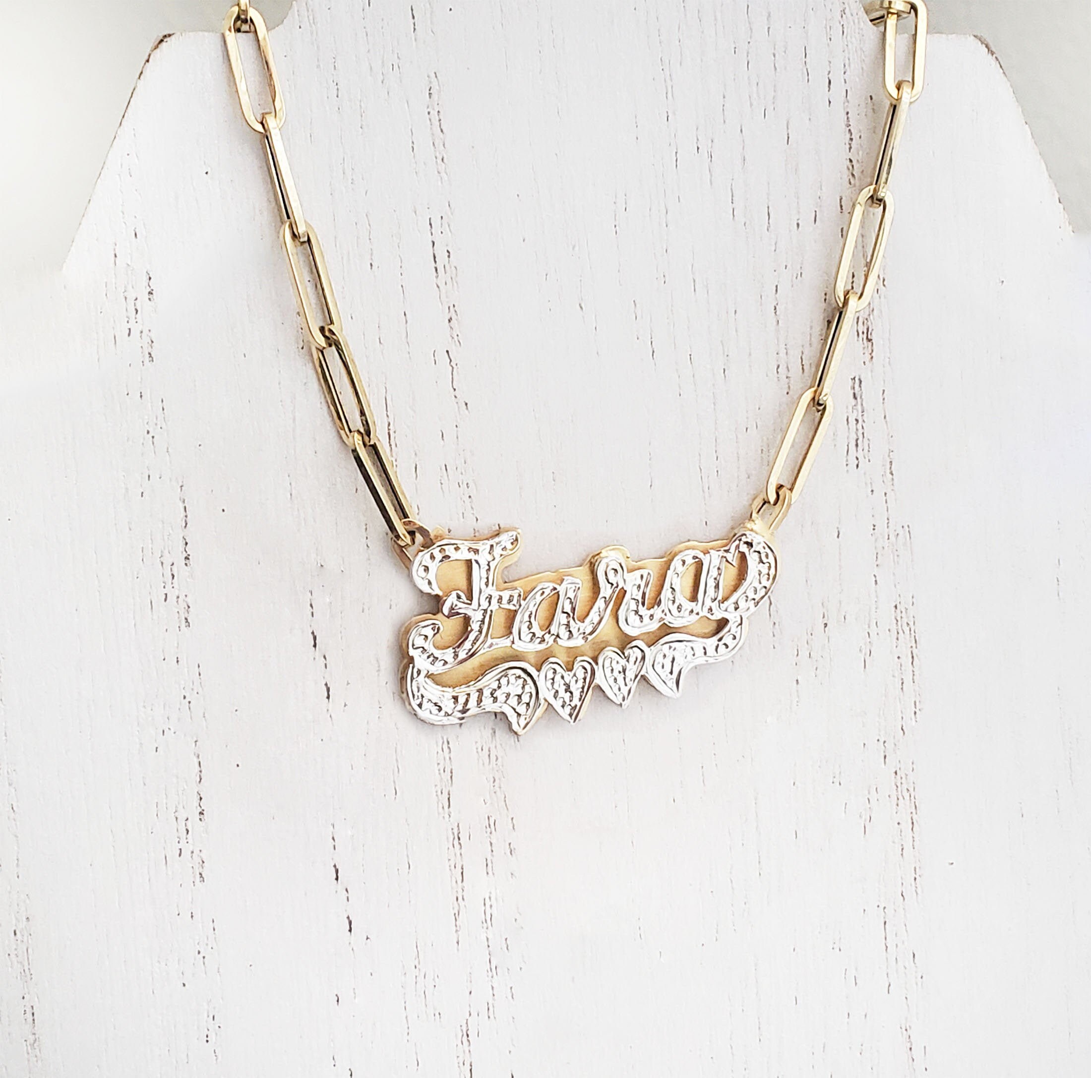 Name necklace with a paper clip chain sterling silver Silver Etsy