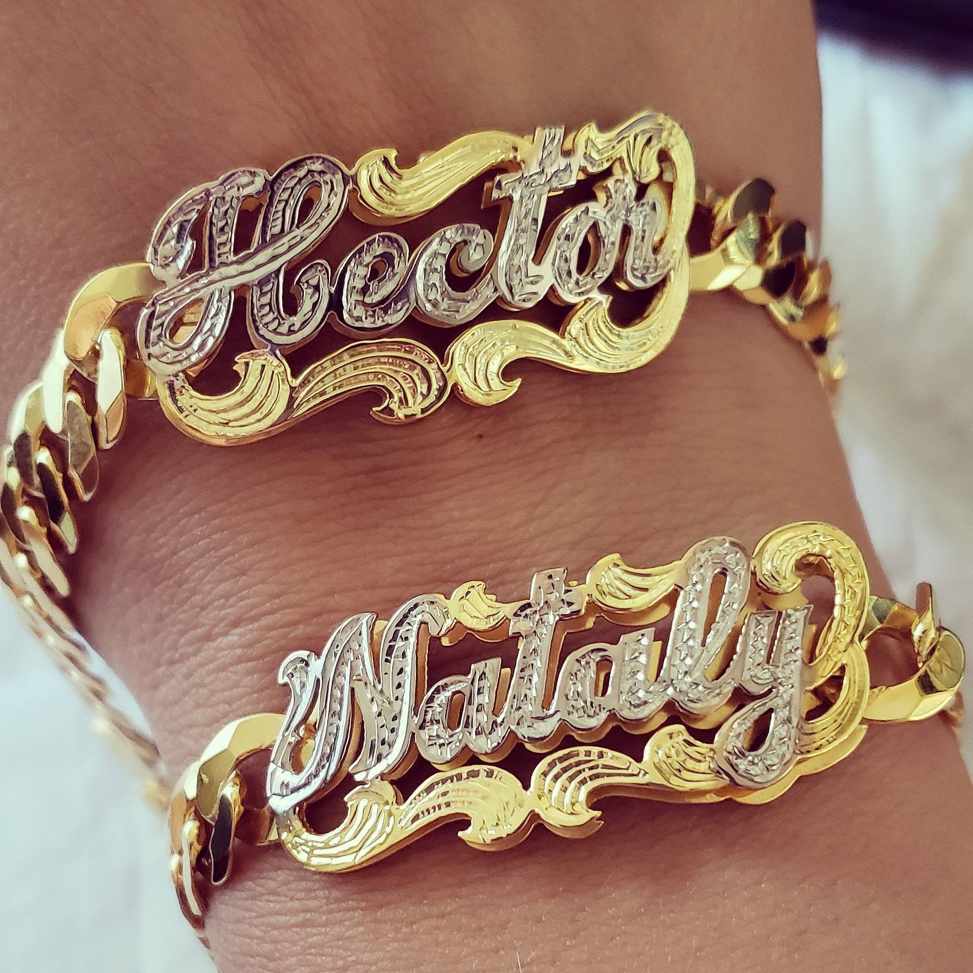 Personalised 9ct Gold Name Plate Bracelet | Hurleyburley