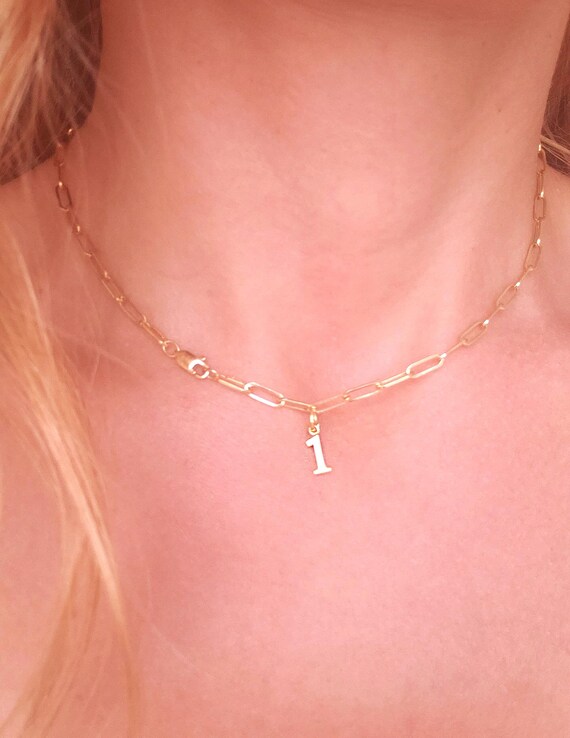 Number charm 14k, Graduation gift Date necklace, Number jewelry, Gold number necklace, Date, Numbers.