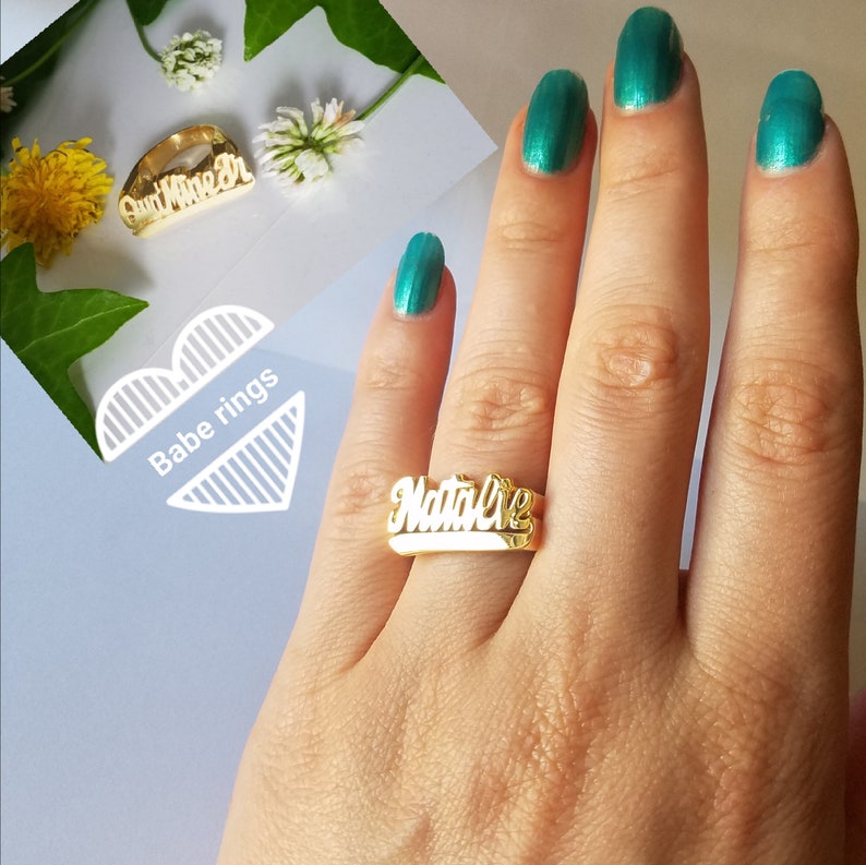 Unisex Name Ring Last Name Rings Gold Name Ring Men Name Etsy