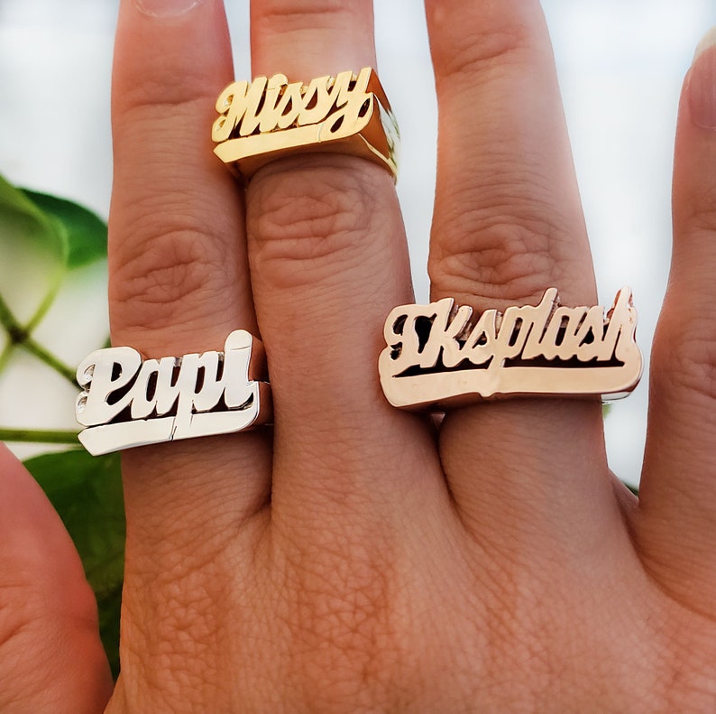 Unisex Name Ring Last Name Rings Gold Name Ring Men Name Etsy