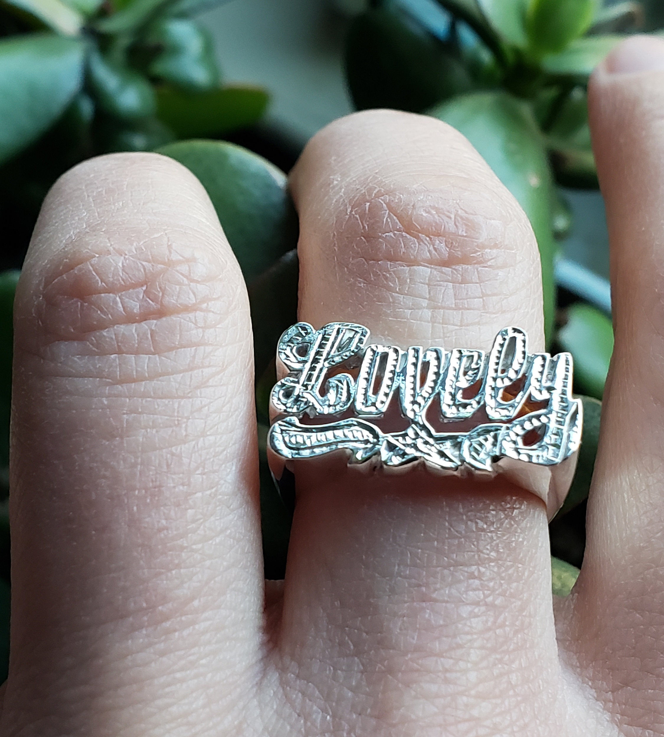 Buy Personalized Name Ring order Any Name Available in Sterling Silver, 10K  or 14K Solid Gold Bling Nameplate Ring Online in India - Etsy