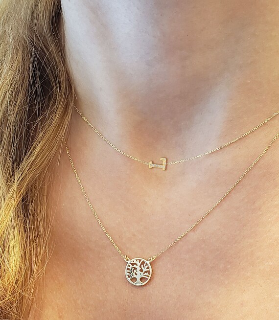 Diamond initial letter 14k, Paved diamond initial 14k, Gift for her, Gift for Mom, Gift for wife, Gift for girlfriend.