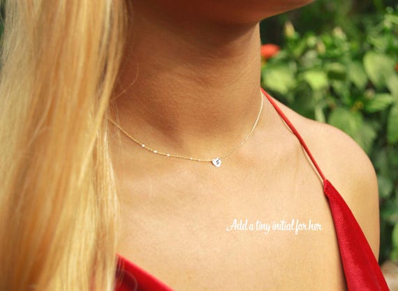 14k gold dainty heart initials necklace, Engraved heart necklace for Moms, Gift for a wife, Engraved Initial heart necklace, Valentine's.
