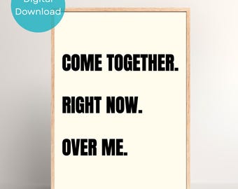 Letra de Come Together inspirada en los Beatles, arte mural de John Lennon, texto, descarga digital, impresión