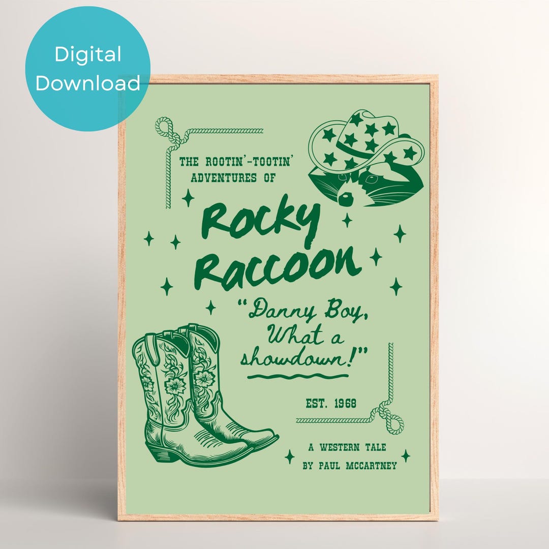 Rocky Ragoon The Beatles Inspired Rocky Raccoon Cowboy Western Paul Mccartney Art ...