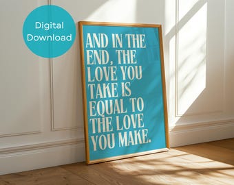 Impresión de la letra de "The End" de los Beatles: Arte mural inspirado en Abbey Road (descarga digital)