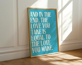 The Beatles 'The End' Lyrics Print: Abbey Road Inspired Matte Wall Art Poster