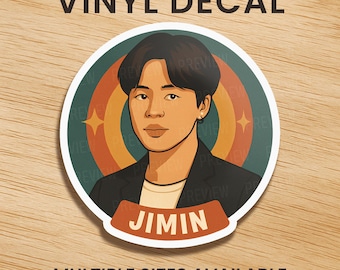 BTS Jimin Retro Emblem Aufkleber, Vinyl Aufkleber, Sticker, K-Pop Fan Geschenk, Laptop Aufkleber, Wasserflasche Aufkleber, Auto Aufkleber, Fenster Aufkleber