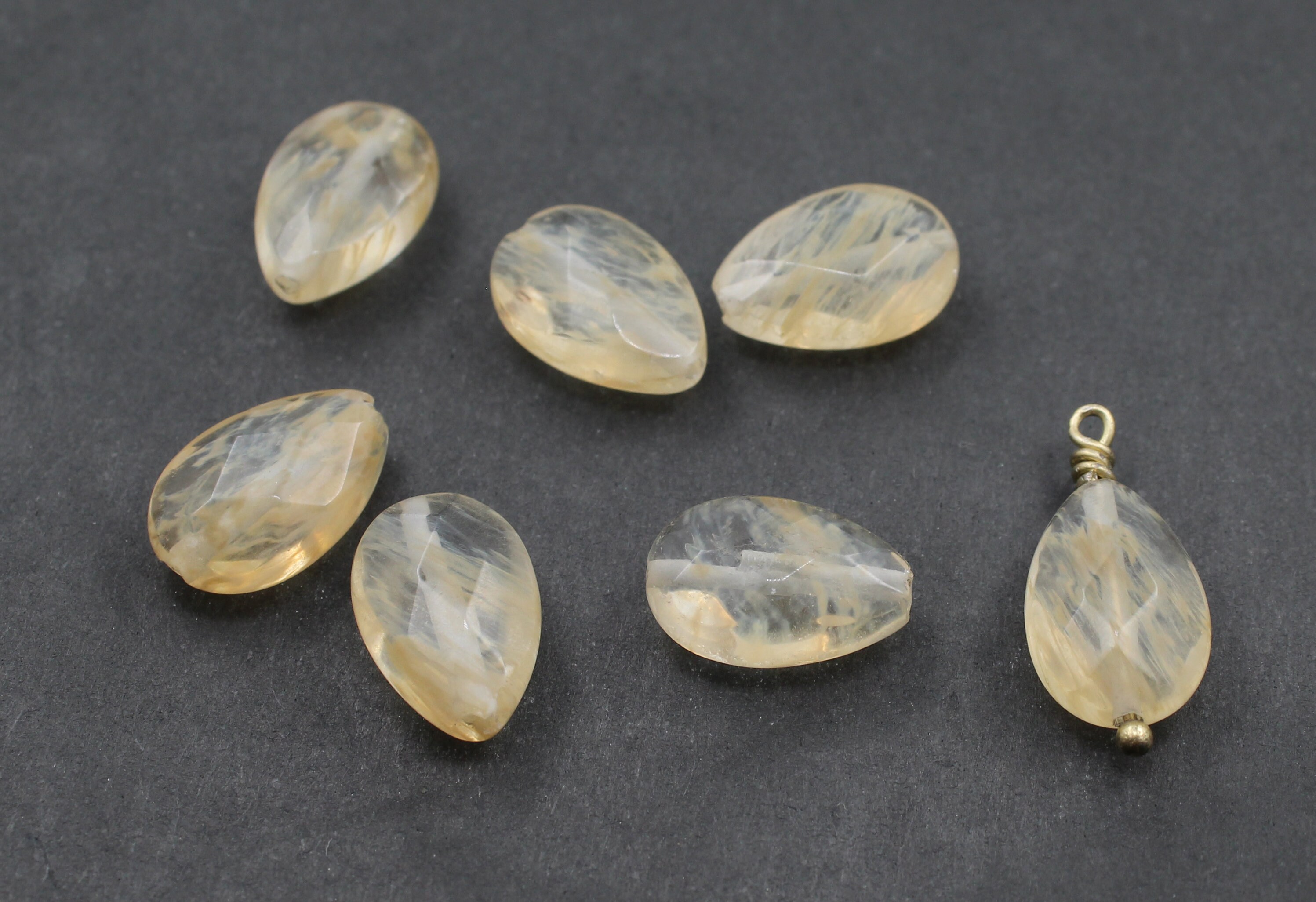 2 TWO 15 Mm X 10 Mm Caramel Quartz Beads Flat Faceted Etsy UK