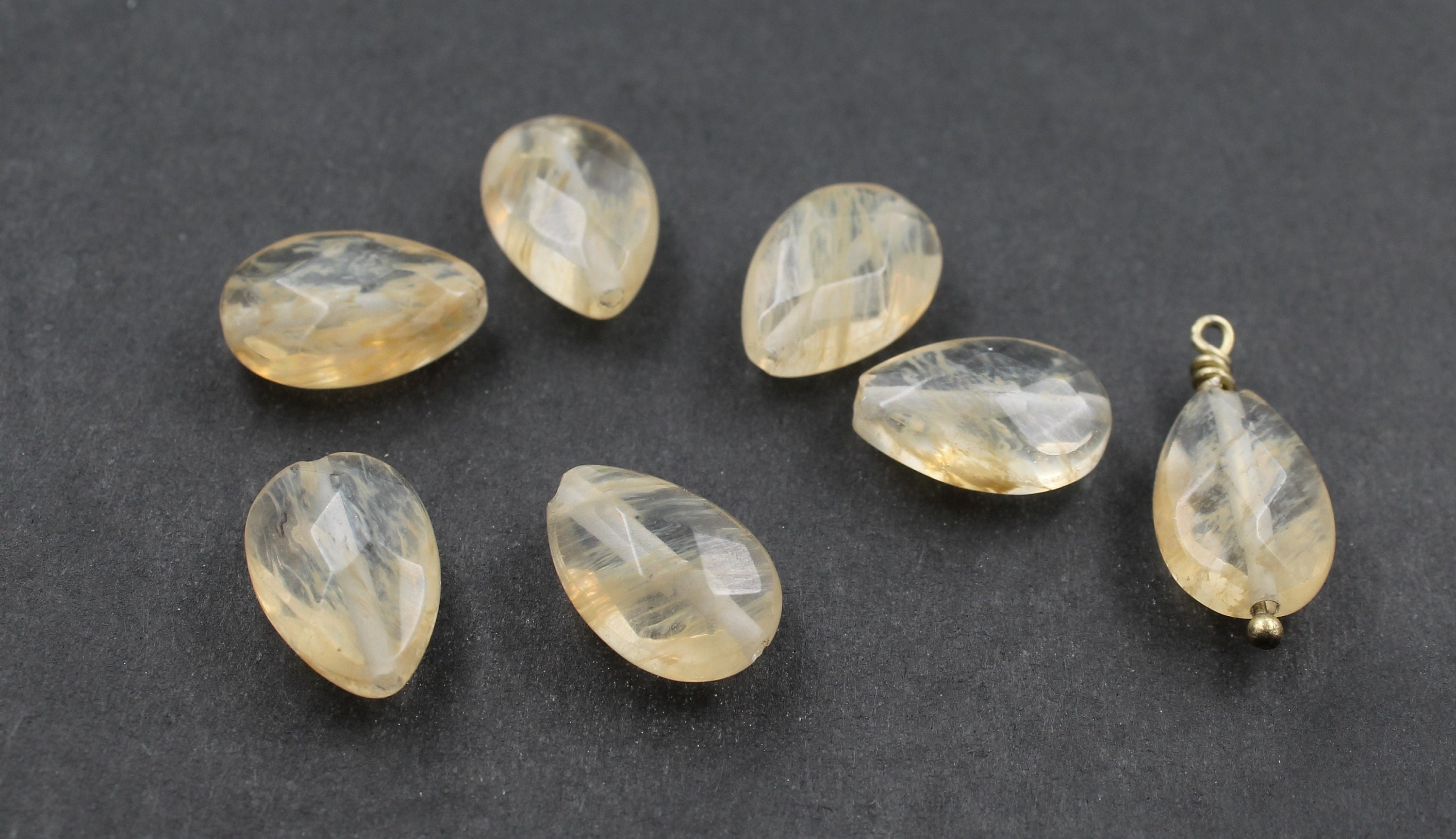 2 TWO 15 Mm X 10 Mm Caramel Quartz Beads Flat Faceted Etsy UK