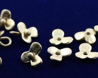 10 (DIEZ) Cuentas de flores ditsy de alta calidad de 7 mm - Ahuecadas - Accesorios para joyería - Cabeza de bola con placa de metal de oro de 9 quilates - Dije