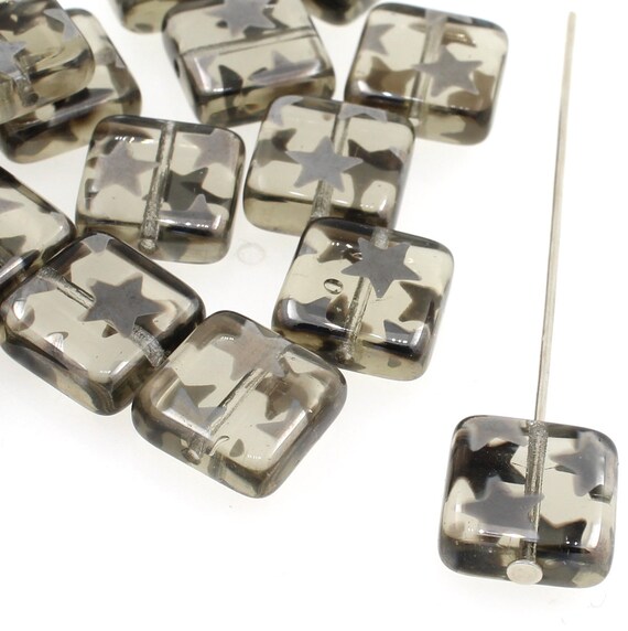 Square 10mm Crimson Tiles 6 - Czech Glass Bead