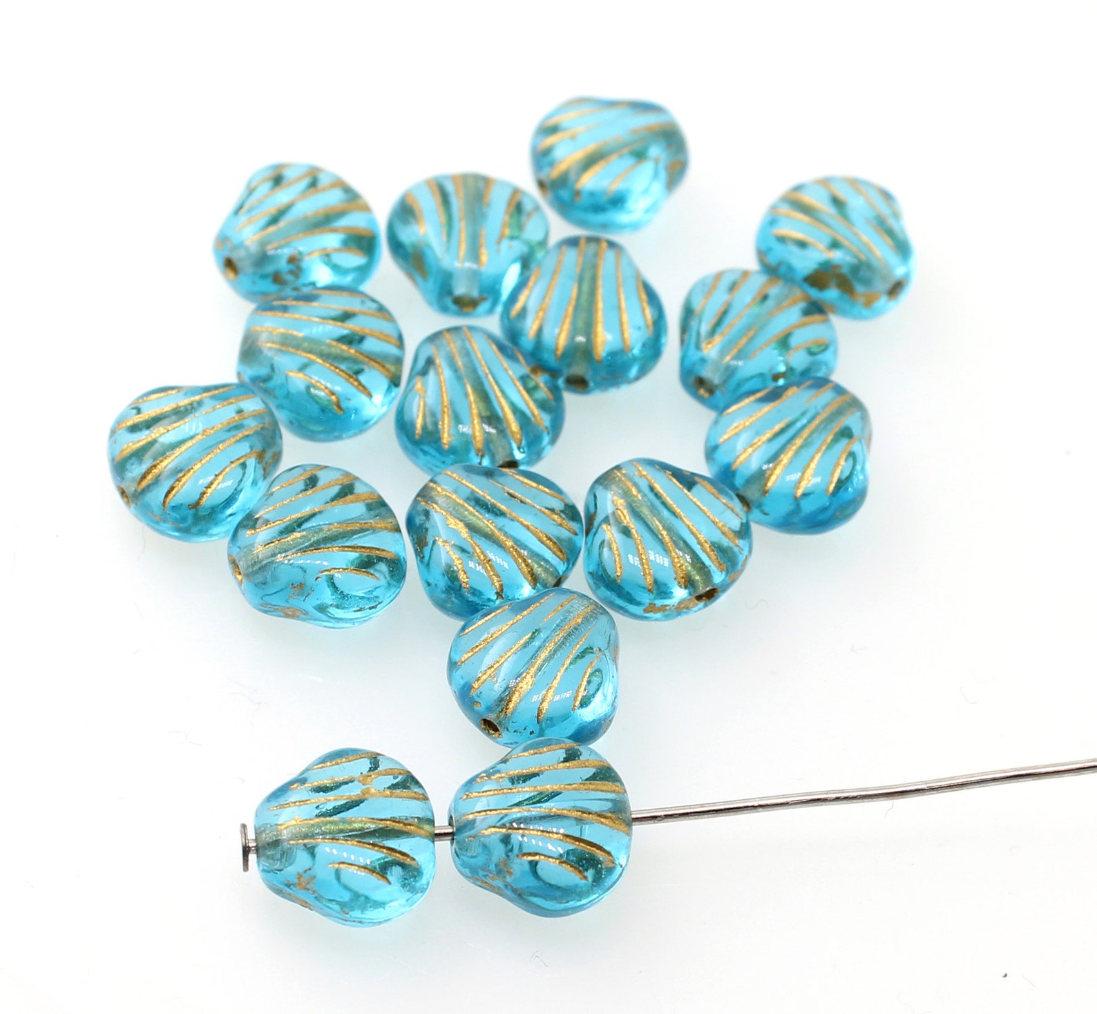 10 ten 9mm Czech Glass Clam Shell Beads Transparent Ocean Etsy