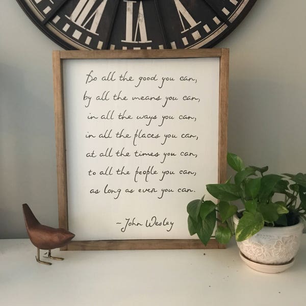 Framed Wood Sign - John Wesley