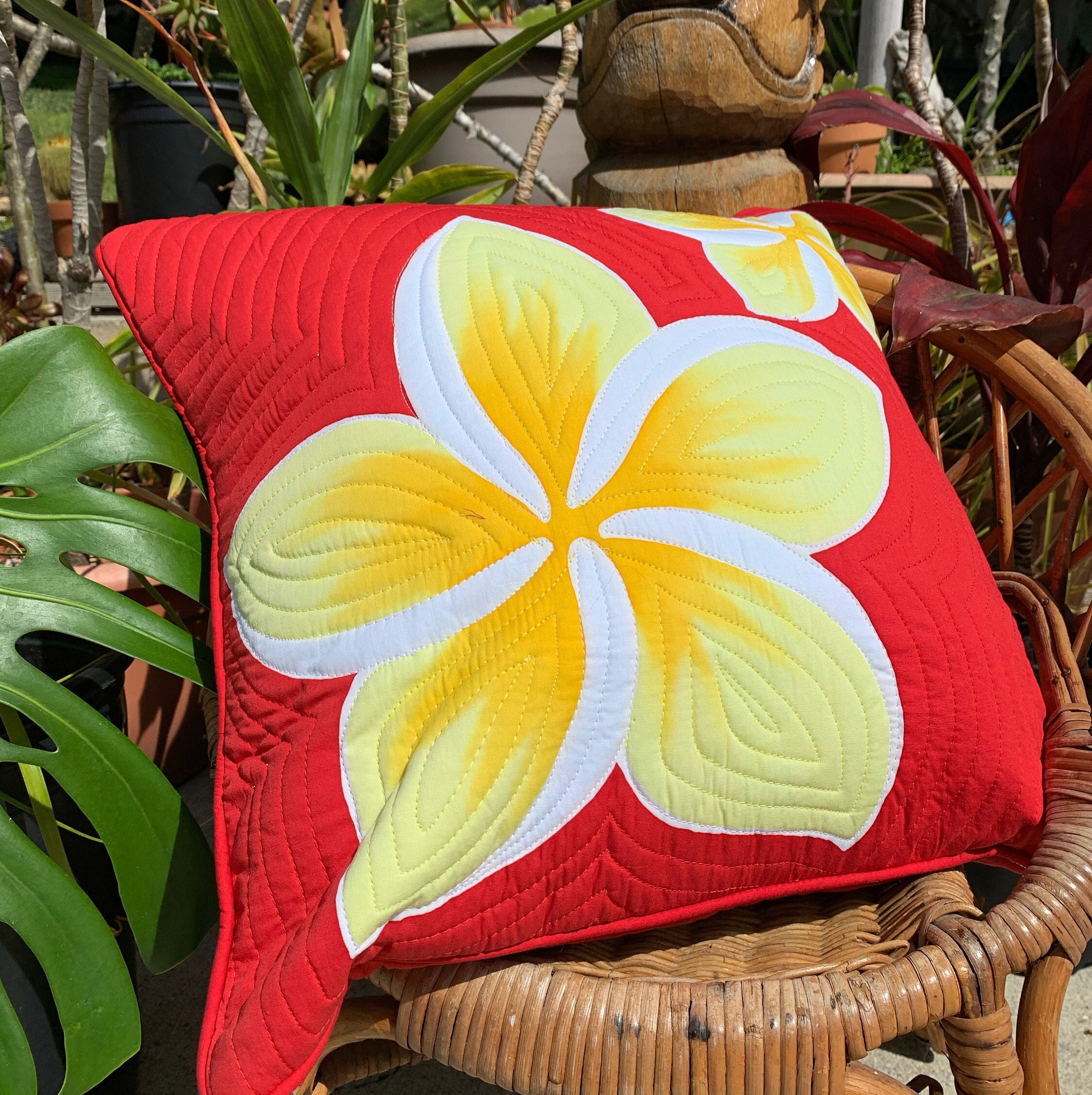 Hawaiian Quilt Plumeria in Red Cushion Cover 17 x Etsy