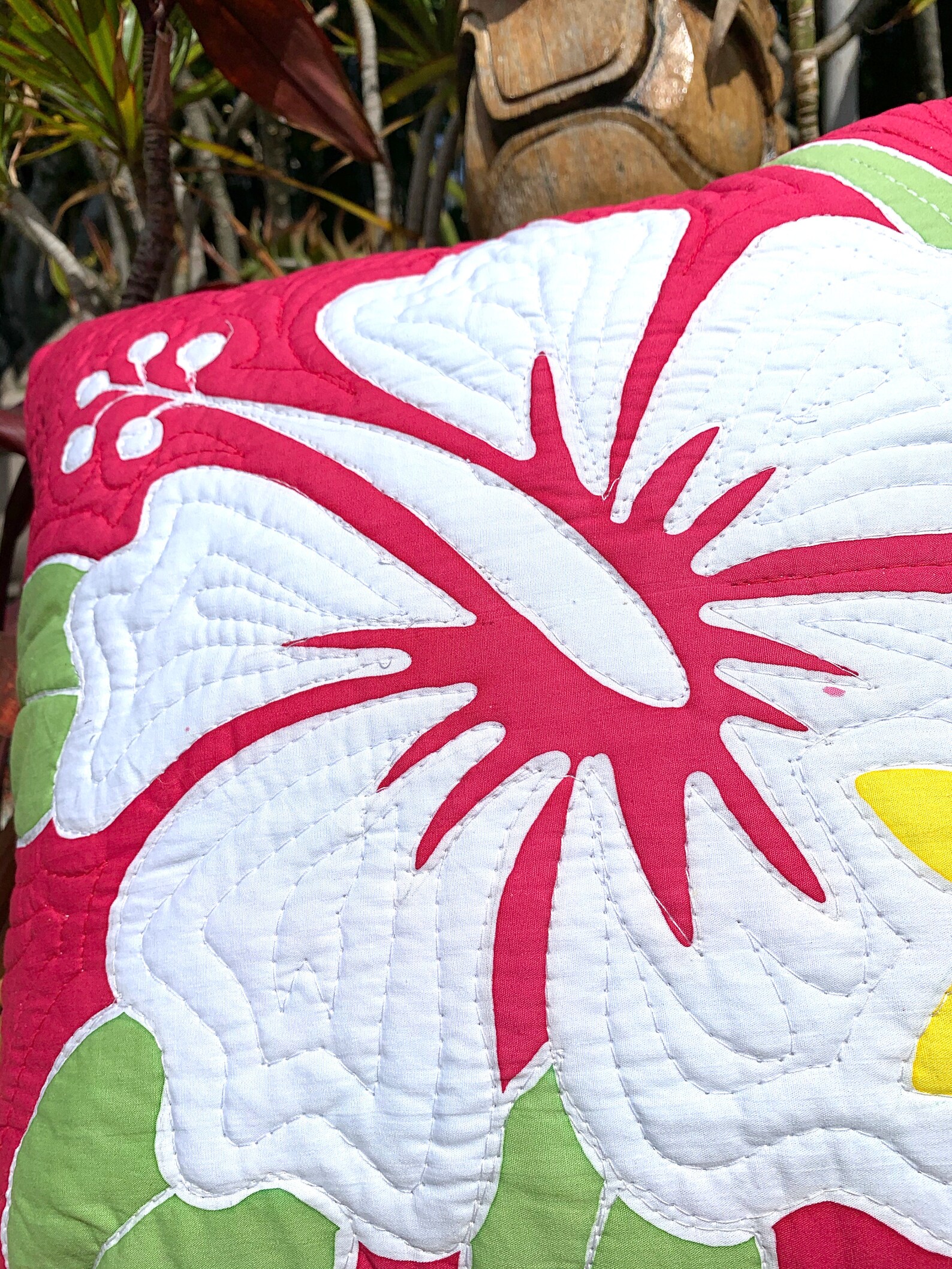 Hawaiian Quilt Hibiscus Fuschia Pink Cushion Cover Tiki Etsy