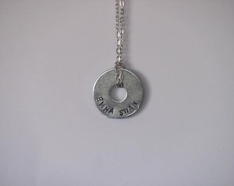 Once Upon a Time Hand Stamped Washer Necklace on Chain - "Emma Swan"