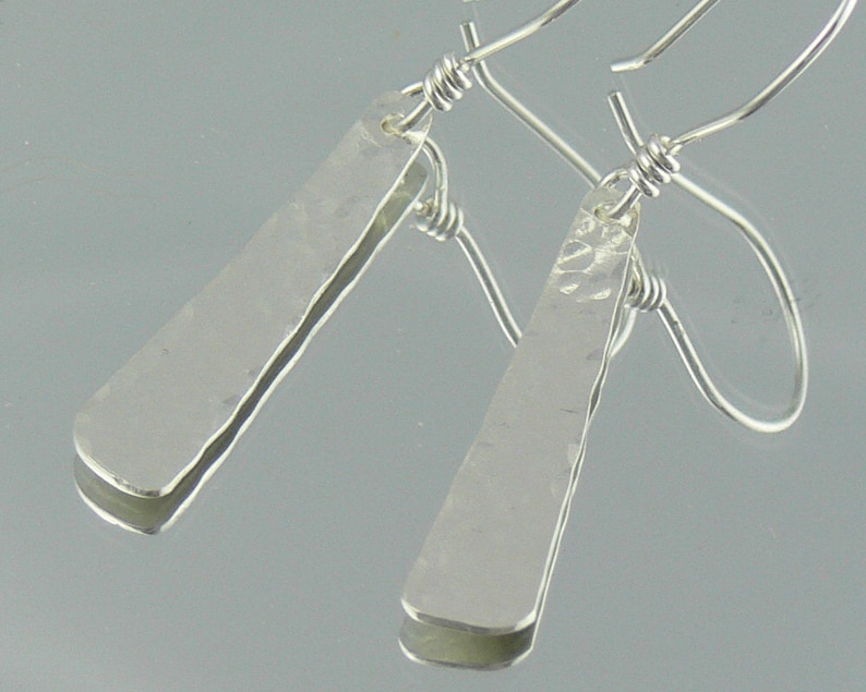 Silver Dangle Earrings Sterling Silver Earwires Hammered Etsy