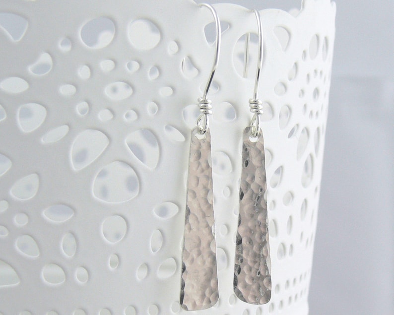 Silver Dangle Earrings Sterling Silver Earwires Hammered Etsy