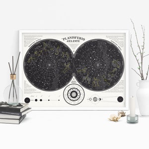 Himmlische Planisphärenkarte Tierkreisplanisphäre Dekorative Himmelskarte Planisphäre Tierkreis-Astrologie-Konstellationen